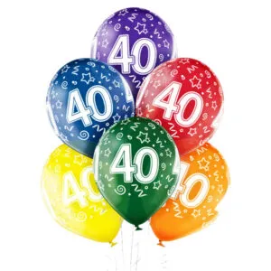 Ballongbukett: Tall Regnbue - "40" - Extra large