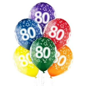 Ballongbukett: Tall Regnbue - "80" - Small
