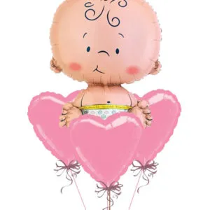 Ballongbukett: Babyhjerter - Rosa