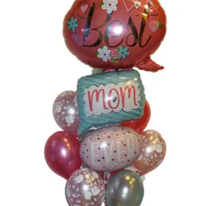 Ballongbukett: "Best Mom Ever" Roser