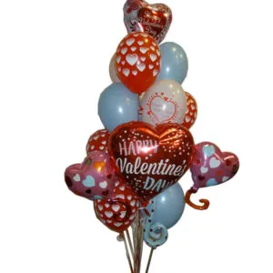 Ballongbukett: "Happy Valentine's Day" - Lyseblå - Small