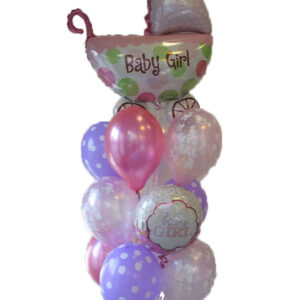 Ballongbukett: Barnevogn - It's a Girl - Medium