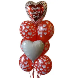 Ballongbukett: "Happy Valentine's Day!" - Red & White