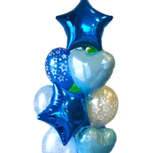 Ballongbukett: Stars and Hearts - Blue - Medium