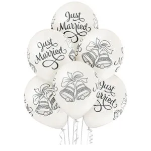 Ballongbukett: Bryllupsklokker "Just Married" - Small