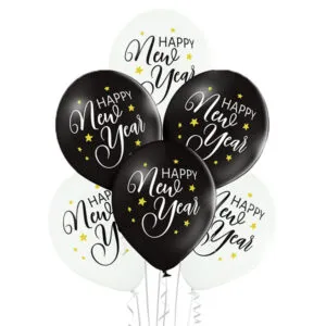 Ballongbukett: Happy New Year - Black & White - Extra large