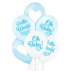 Ballongbukett: Hello World - Oh Baby! Blue - Extra large