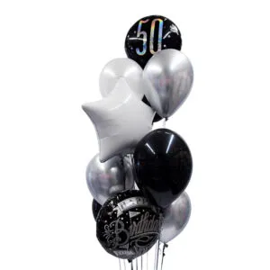 Ballongbukett: Black & Silver 50 - Large