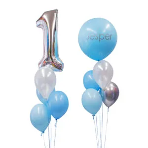 Ballongbukett (Dobbel): "1" Blue Pastel