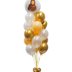 Ballongbukett: Person bilde gullbukett