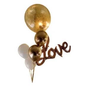 Ballongbukett: Jumbo Gold and rosegold love bundle - Medium