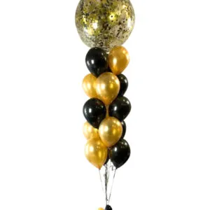 Ballongbukett: Jumbo Black and gold confetti bouquet