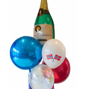 Ballongbukett: 17. mai - Rødt hvitt & Blått