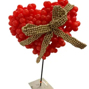 Bubble Heart: Red with Golden Ribbon