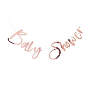 Banner / Girlander: "Baby Shower" - Rosegull - 1,5m