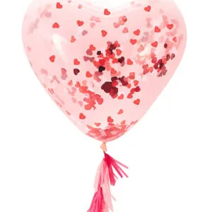 Konfettiballong / Lateksballong: Hjerteformet - 90cm