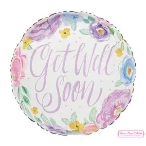 Folieballong: "Get Well Soon" - Blomster Inspirasjon - 43cm