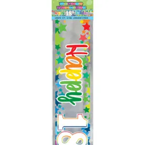 Banner: "Happy Birthday" - Fargerik - Flere Tall - 3,65m - 18