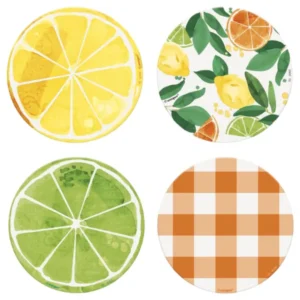 Bordbrikke (8stk): Frukt motiv - Fargerike
