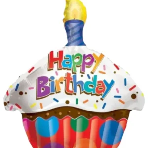 Folieballong: "Happy Birthday" Cupcake - 45cm