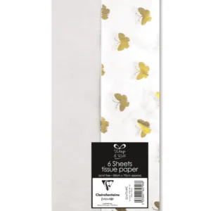 Silkepapir (6stk): Sommerfugler - Hvit - 50 x 70cm