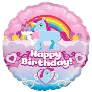 Folieballong: "Happy Birthday" Enhjørning - 45cm