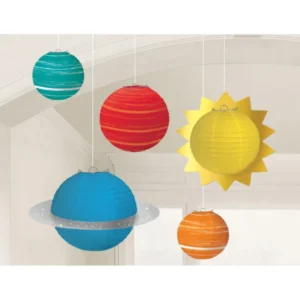 Hengende dekor (5stk): "Birthday blast" - Fargerik - 14-42cm