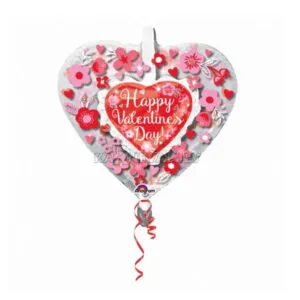 Folieballong: "Happy Valentine's Day" - Hjerte i hjerte- 66cm