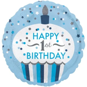 Folieballong: "Happy Birthday" muffins - Blå - 43cm