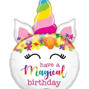 Folieballong: "have a magical birthday" - Regnbuefarger - 83cm