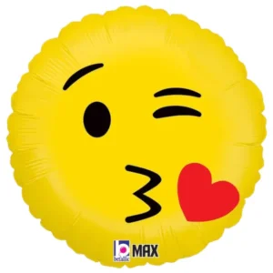 Folieballong: Emoticon kyss - Gul - 46 cm