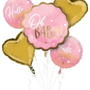 Ballongbukett: "Oh Baby" Foliebukett - Rosa