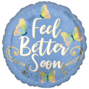 Folieballong: "Feel Better Soon" med sommerfugler - 45cm