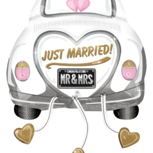 Folieballong: "Just married!" bil "Mr & Mrs" - Hvit - 58x79cm