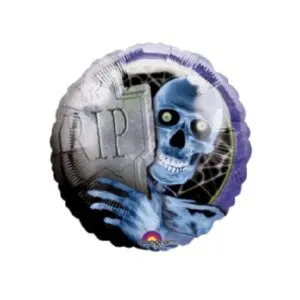 Folieballong: "RIP" - Skull - Svart & Gull - 45cm