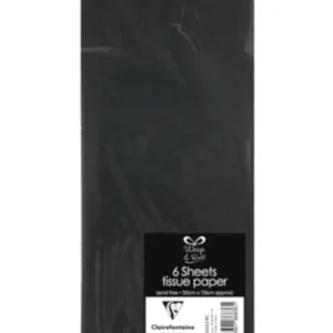 Silkepapir (6stk): Flere farger - 50 x 70cm - Svart