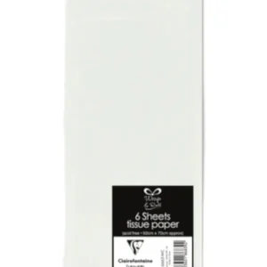 Silkepapir (6stk): Flere farger - 50 x 70cm - Hvit