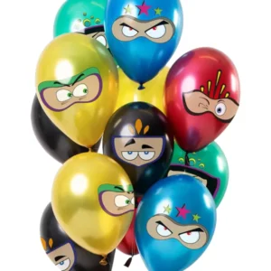 Lateksballonger (12stk): Ninja - Fargerik - 30cm