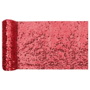 Bordløper: Rød med paljetter - 3m x 19cm