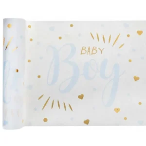 Bordløper: Lys Blå - Babyshower - Metallisk - 3m x 28cm
