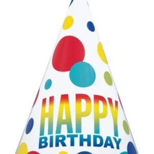 Festhatter: "Happy Birthday" - Regnbuesirkler - Fargerik