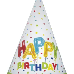 Festhatter: "Happy Birthday" - Stjerner & firekanter - Fargerik