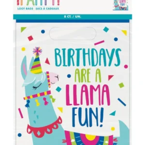 Gavepose / Godteripose (8stk): "Birthdays are a Llama Fun!" - Fargerik