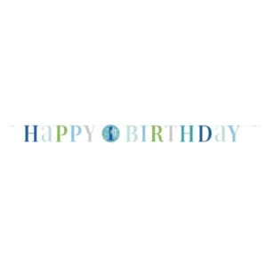 Banner / Girlander: "Happy 1st Birthday" - Blå - 300cm