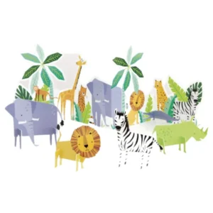 Borddekorasjon: Safari - Løve, Zebra, Elefant, Tiger, Neshorn, Ape