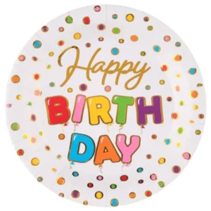 Tallerkener (10stk): "Happy Birthday - 22,5cm