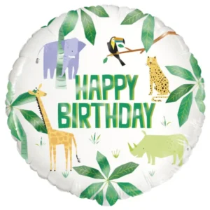 Folieballong: "Happy Birthday" . Safari - 45cm