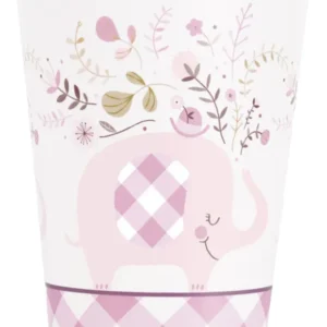 Kopper (8stk): Elefant med ruter og blomster - Rosa / Blå - 27cm - Rosa