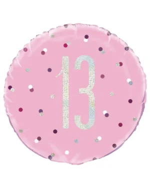 Folieballong: Ulike tall - Rosa & Sølv med Prikker - 45cm - 13