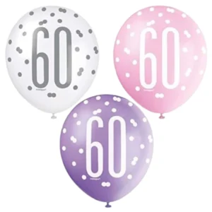 Lateksballonger (6stk): Rosa og Sølv - Flere Tall - 30cm - 60